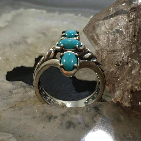Carolyn Pollack Sterling 3 Sleeping Beauty Turquoise Decorated Ring For Women - Picture 5 of 10